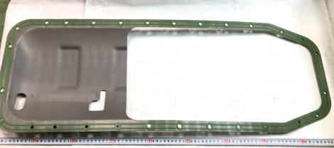 Прокладка картера масляного (поддона) ЕВРО зеленая с желобом (металл-силикон) для КамАЗ 740.50-1009031СБ / КАМКОМ